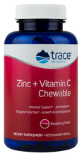 Load image into Gallery viewer, Trace Minerals, Zinc + Vitamin C, Chewable Raspberry Flavor 60 Chewable Wafers
