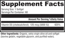 Load image into Gallery viewer, Natural Medicine for Health, D3 5000 IU 60 Softgels