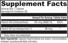 Load image into Gallery viewer, Natural Medicine for Health, D3K2 5000, 60 Capsules