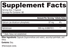 Load image into Gallery viewer, Nattokinase 4000 60 Capsules Supplement Facts
